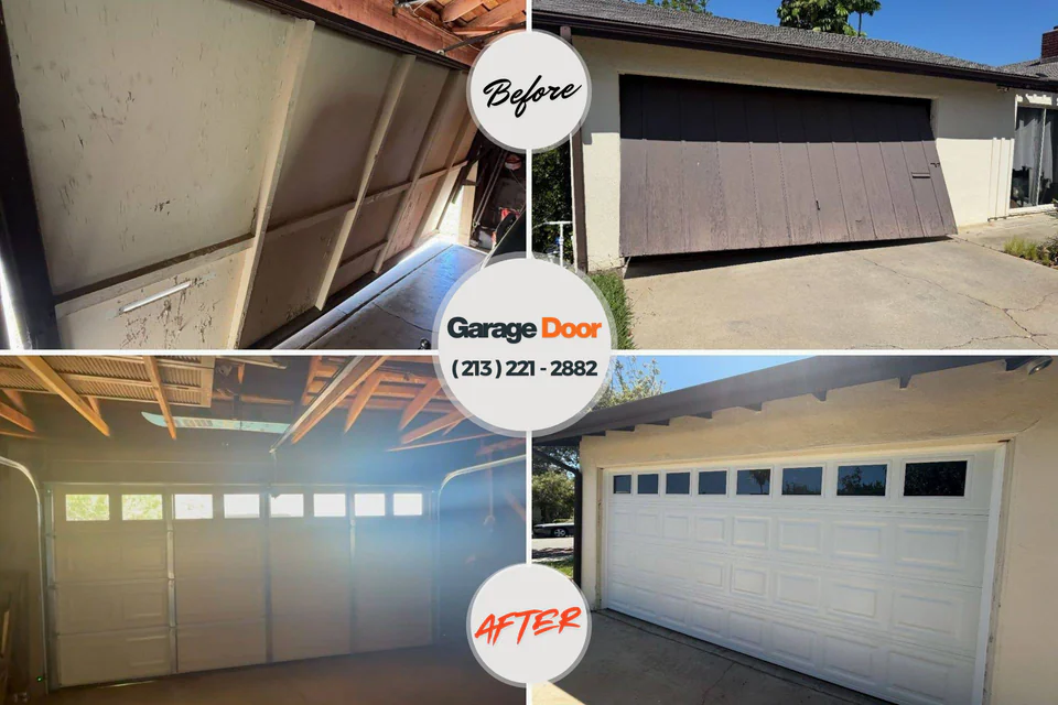 Before and after: garage door repair Upper Arlington, OH